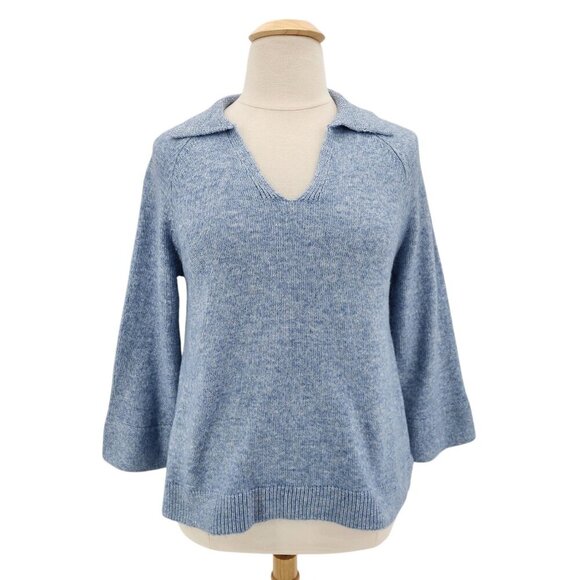 NWT Soft Surroundings Alice Sweater Dusty Heather Blue Collared Sweater PXL - Picture 1 of 9
